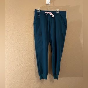 Figs Caribbean Blue Zamora Jogger Scrub Pants Size Petite Large
